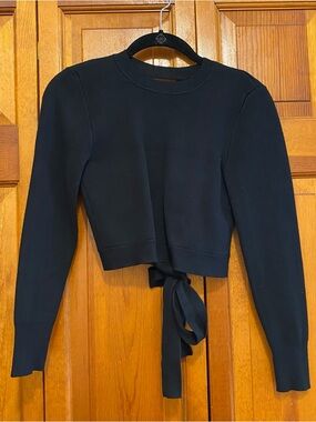 Abercrombie & Fitch Black Tie-Waist Crewneck Crop Top